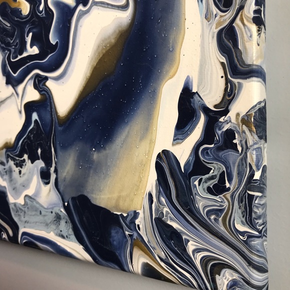 Abstract art Blue & Gold 16 x 20 original artwork signed by artist - Picture 6 of 9